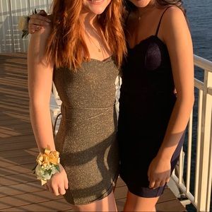 Grey/gold shiny bodycon dress